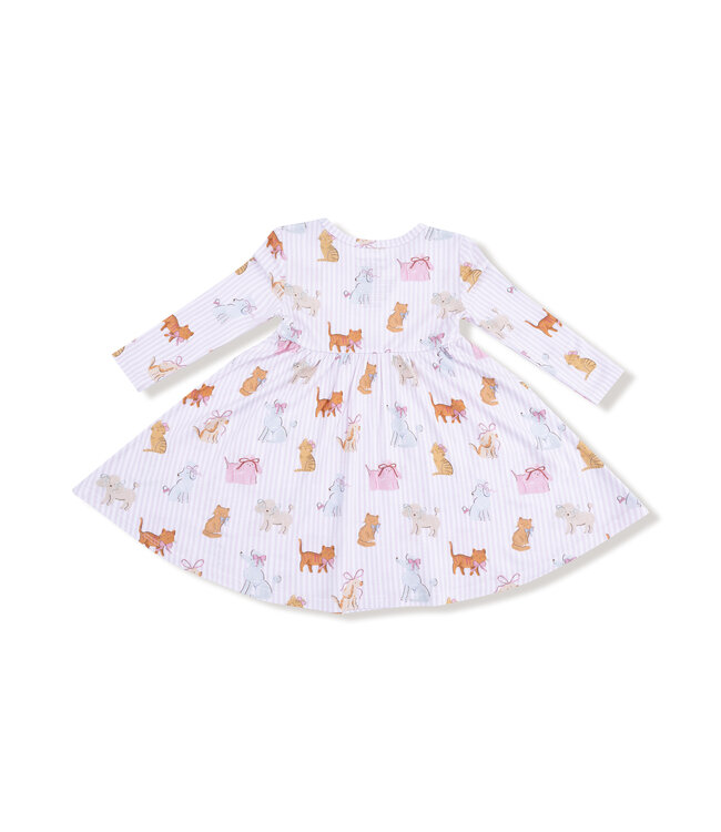 Angel Dear White/Purple Fancy Pets Twirly L/S Dress