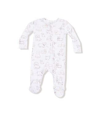 Angel Dear Ivory/Brown Neutral Pups 2 Way Zip Footie