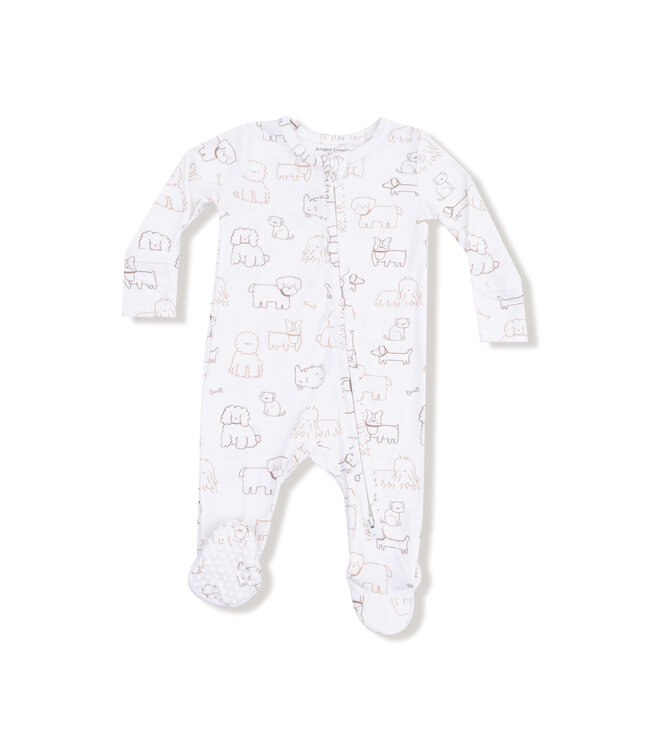 Angel Dear Ivory/Brown Neutral Pups 2 Way Zip Footie
