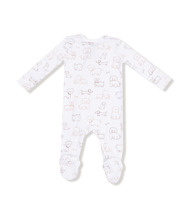 Angel Dear Ivory/Brown Neutral Pups 2 Way Zip Footie