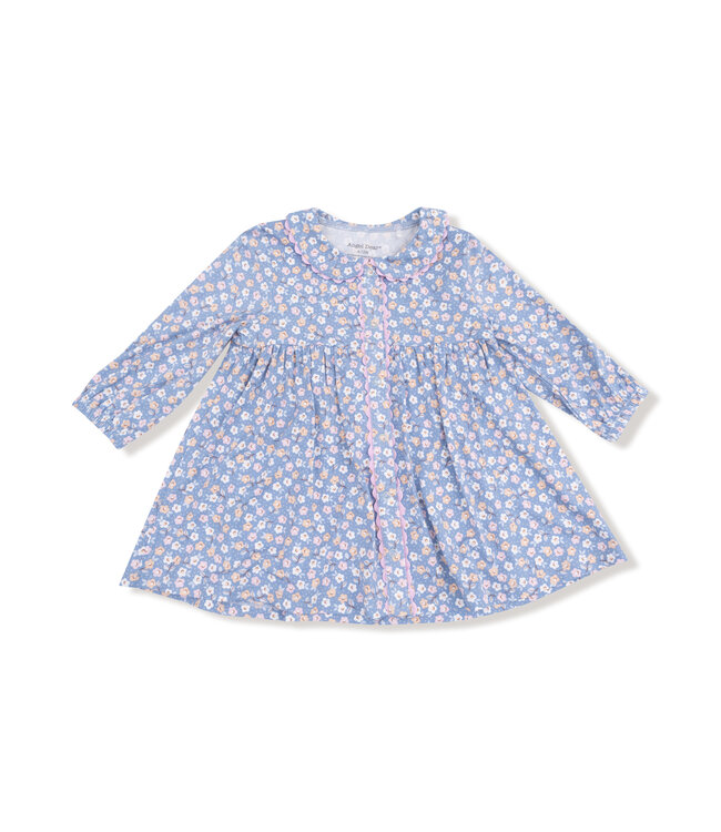 Angel Dear Blue/Pink Country Calico Jill Dress w/Ric Rac