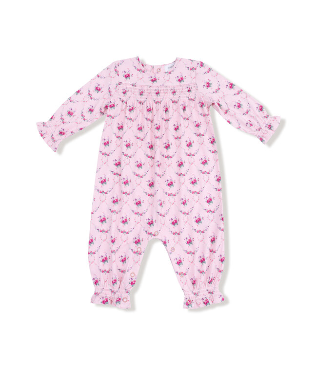 Angel Dear Pink Rose Garden Trellis Smocked Romper
