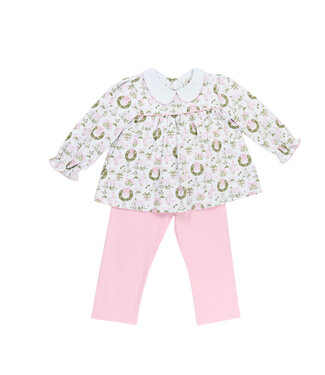 Cypress Row Christmas Toile & Stripe Collins Legging Set