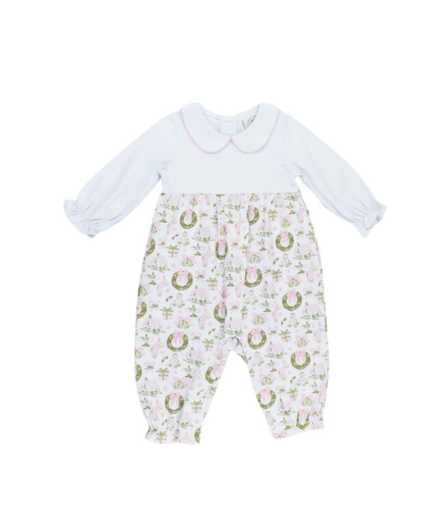 Cypress Row Christmas Toile & Stripe Collins Romper
