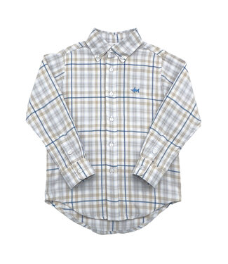 Saltwater Boys Co. Khaki Blue Plaid Carter Oxford Shirt