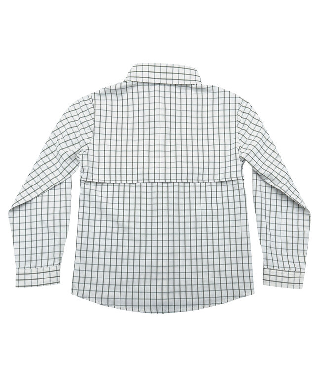 Saltwater Boys Co. White/Olive Plaid Flagler Fishing Shirt
