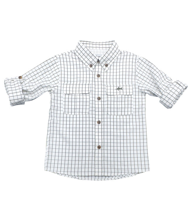 Saltwater Boys Co. White/Olive Plaid Flagler Fishing Shirt