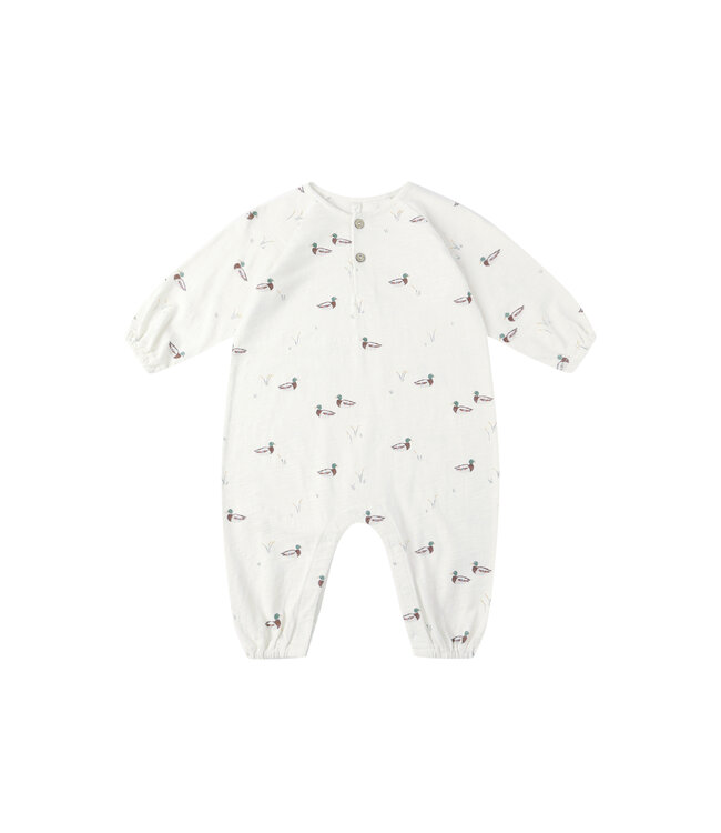 Rylee & Cru Ivory Ducks Henley Jumpsuit