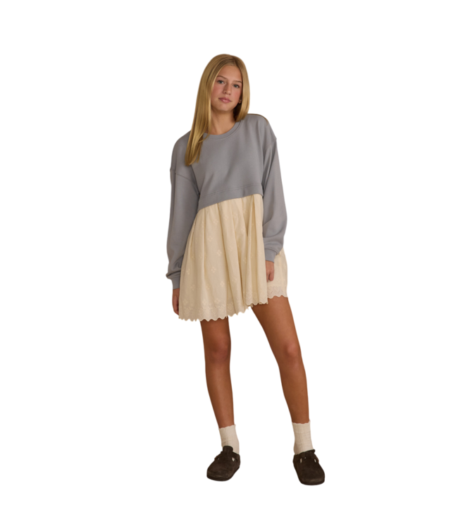 Rylee & Cru Dusty Blue Sweatshirt Dress