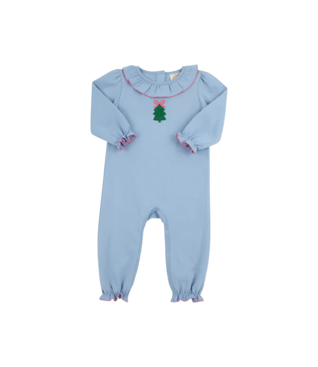 Beaufort Bonnet Barrington Blue/Rose Christmas Tree L/S Ramona Ruffle Romper