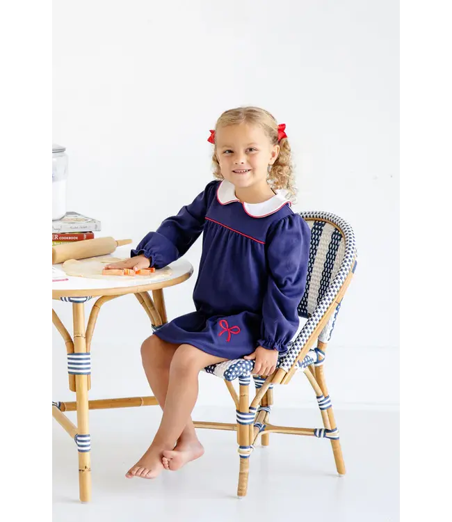 Beaufort Bonnet Nantucket Navy/Richmond Red Bow L/S Maerin Fitz Frock