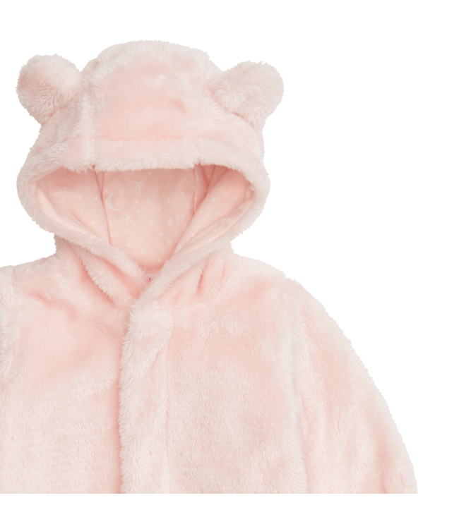 Magnificent Baby Pink Blossom Minky Bear Footie