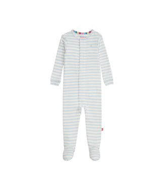 Magnificent Baby Blue Stripe Organic Cotton Footie
