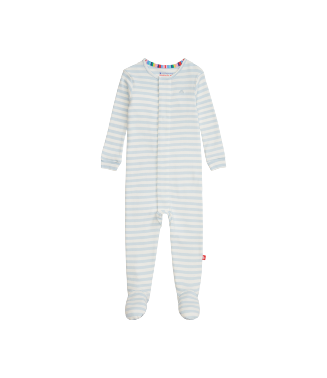 Magnificent Baby Blue Stripe Organic Cotton Footie