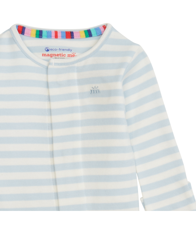 Magnificent Baby Blue Stripe Organic Cotton Footie