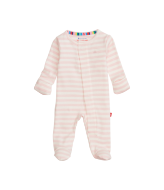 Magnificent Baby Pink Stripe Organic Cotton Footie