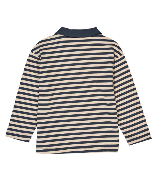 Green Cotton Oak/Night Blue Stripe L/S Polo