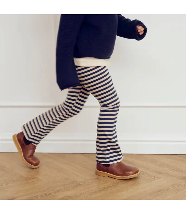 Green Cotton Oak/Night Blue Stripe Flared Pant