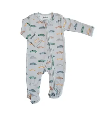 dear perli Vintage Cars Zip Footie