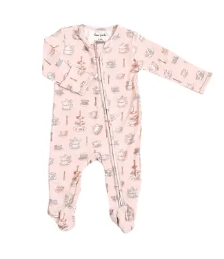 dear perli Tea Time Zip Footie