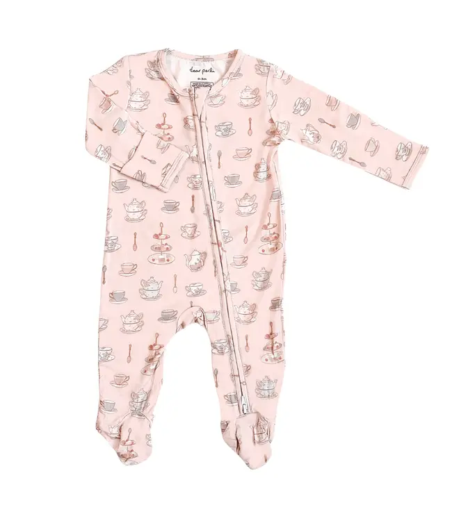 dear perli Tea Time Zip Footie