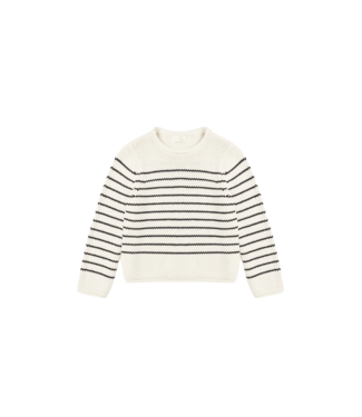 Rylee & Cru Natural/Black Stripe Round Neck Sweater