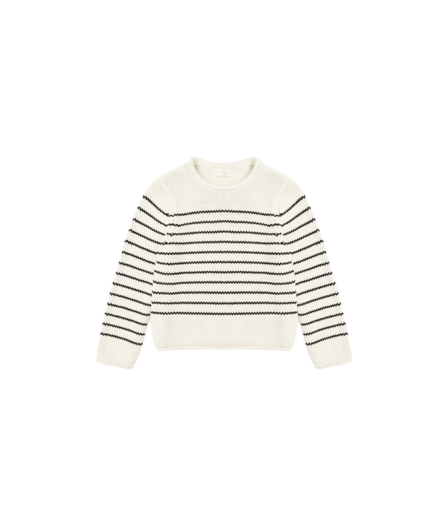 Rylee & Cru Natural/Black Stripe Round Neck Sweater