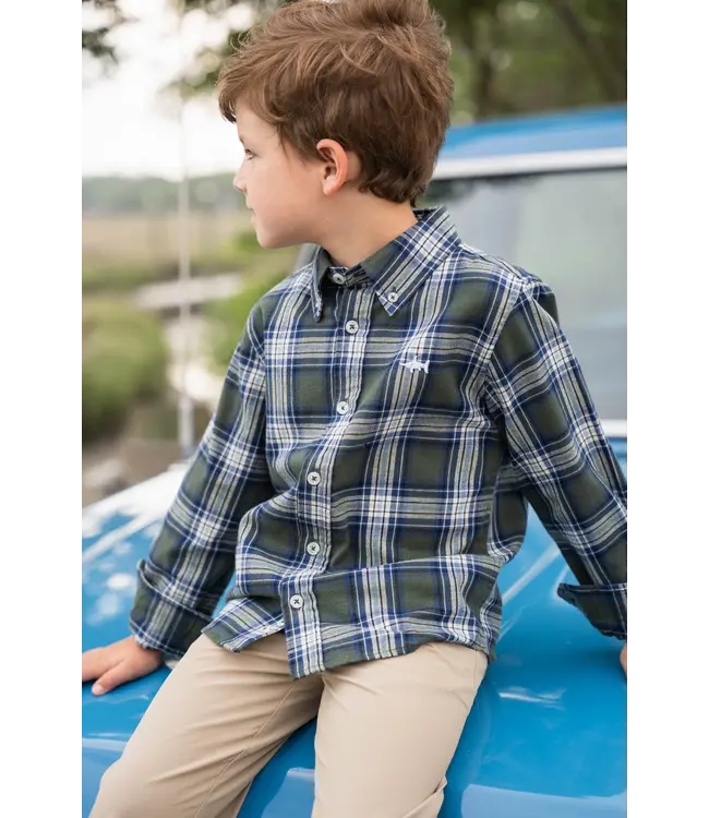 Saltwater Boys Co. Green Plaid Folly Island Flannel Shirt