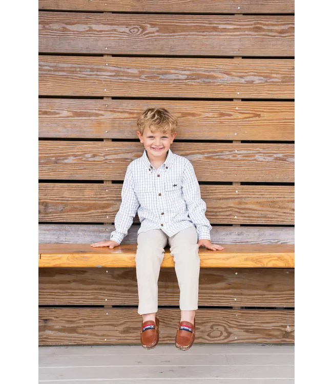 Saltwater Boys Co. White/Olive Plaid Flagler Fishing Shirt