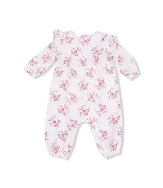 Angel Dear Lt. Pink Belle Rosette Dot L/S Petal Ruffle Romper