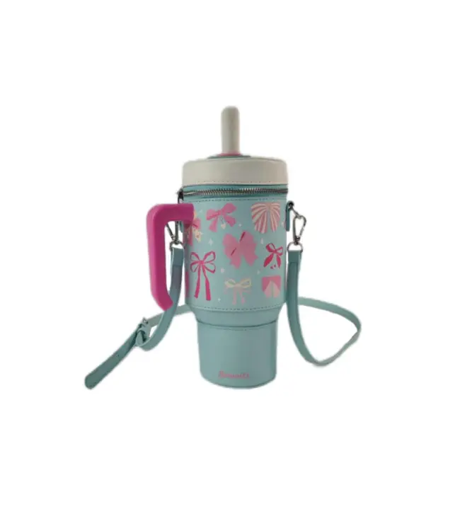 Take a Sip Cup Elegant Bows Crossbody Purse