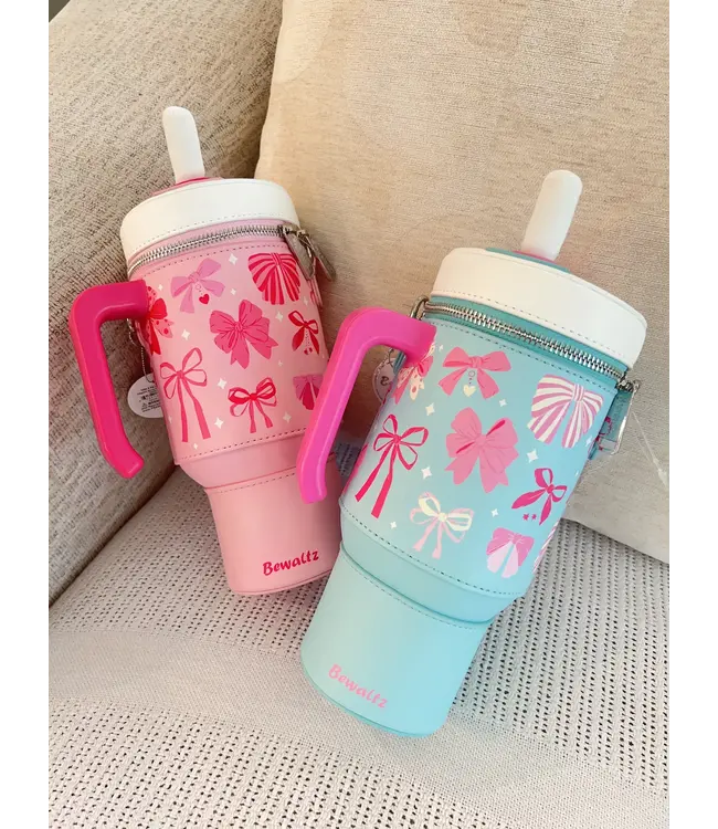 Take a Sip Cup Elegant Bows Crossbody Purse