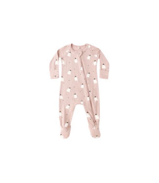 Quincy Mae Blush Pink Ghosts Bamboo Zip Footie