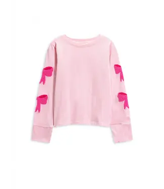 Limeapple Pink Bow Applique L/S Top
