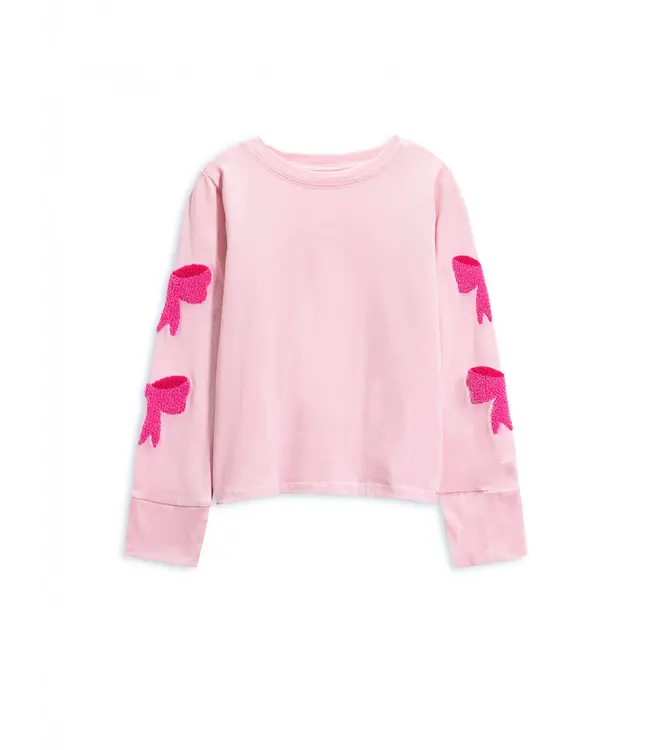 Limeapple Pink Bow Applique L/S Top