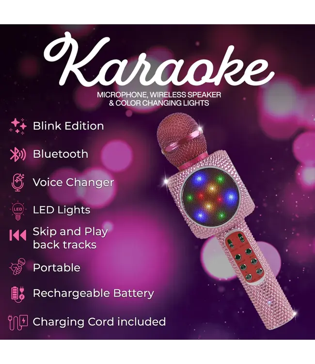 Wireless Express Pink Bling Karaoke Microphone