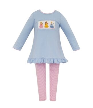 Anavini Blue Knit Princesses L/S Tunic Set