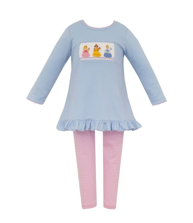 Anavini Blue Knit Princesses L/S Tunic Set