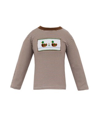 Anavini Brown Knit Stripe L/S Mallard Duck T-Shirt