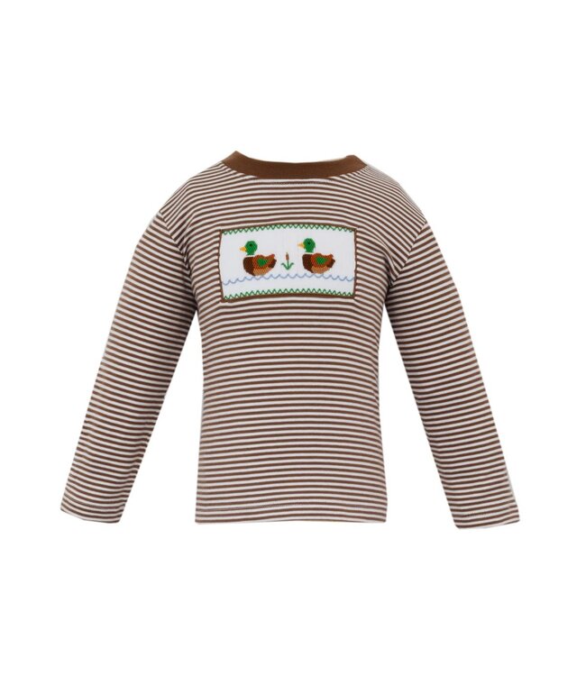 Anavini Brown Knit Stripe L/S Mallard Duck T-Shirt