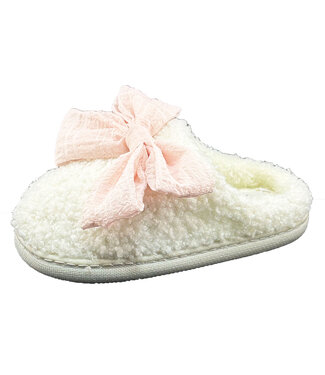 Mia White with Pink Bow Little Cozi Slipper