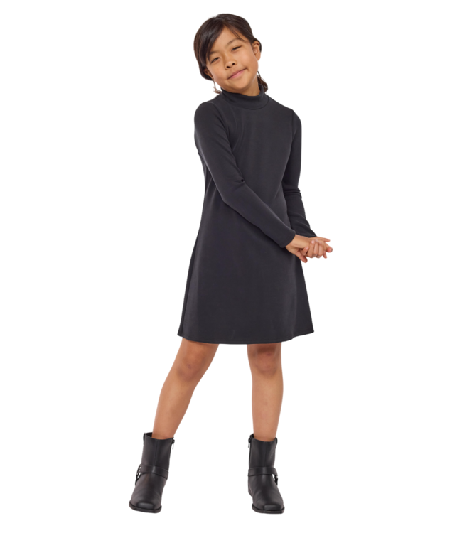 Sadie & Sage Black Hustle Mock Neck Knit Mini Dress