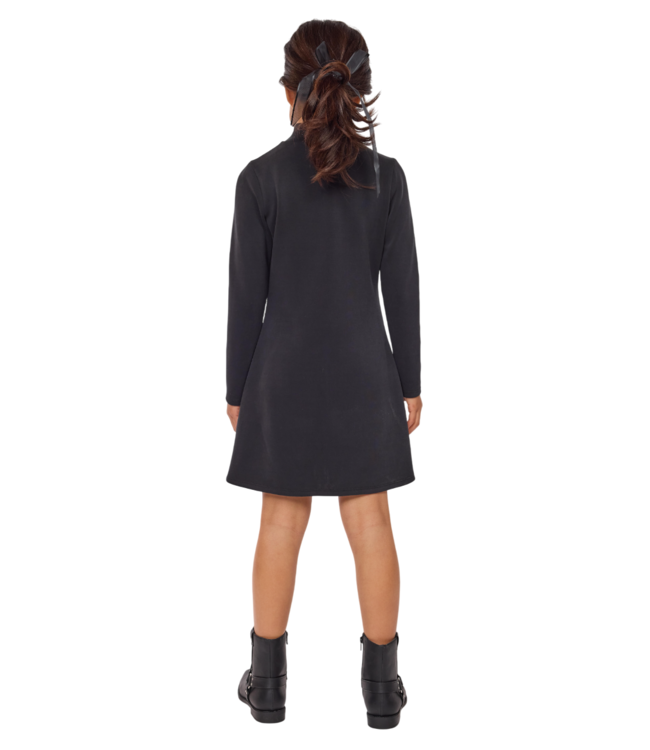 Sadie & Sage Black Hustle Mock Neck Knit Mini Dress