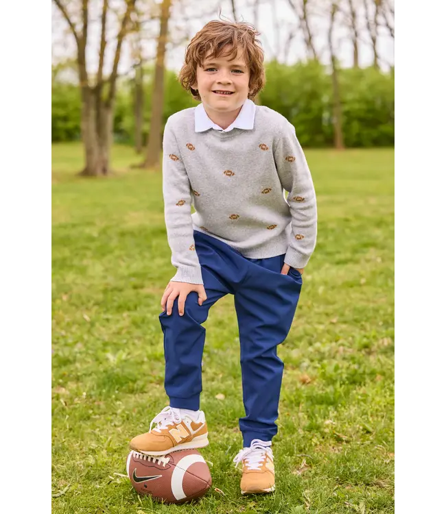 Little English Multi Football Intarsia Sweater
