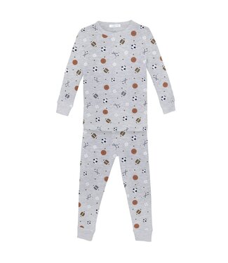 LydaBaby Grey All Star Winter Sports 2 Pc. PJ Set