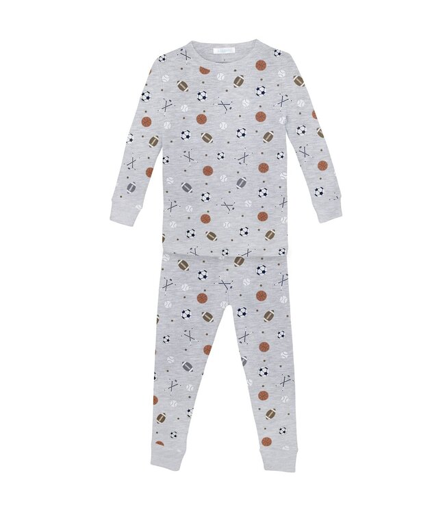 LydaBaby Grey All Star Winter Sports 2 Pc. PJ Set