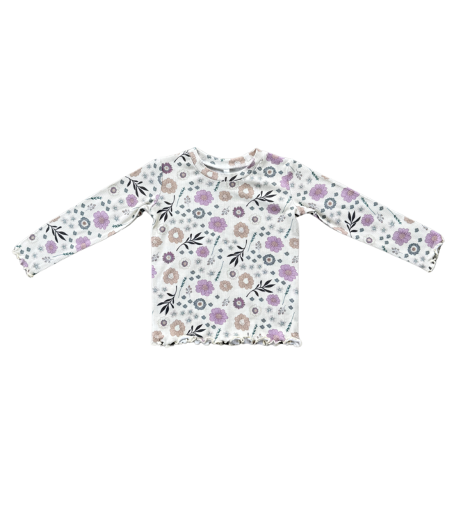babysprouts Winter Floral Lettuce Hem Tee