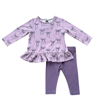 babysprouts Lavender Hair Bow L/S Peplum Set