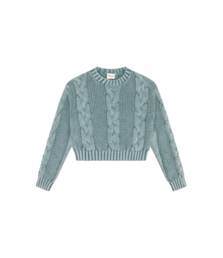 Tenly Acid Seafoam Cable Knit Crop Sweater