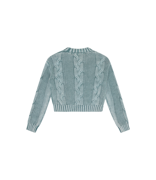 Tenly Acid Seafoam Cable Knit Crop Sweater